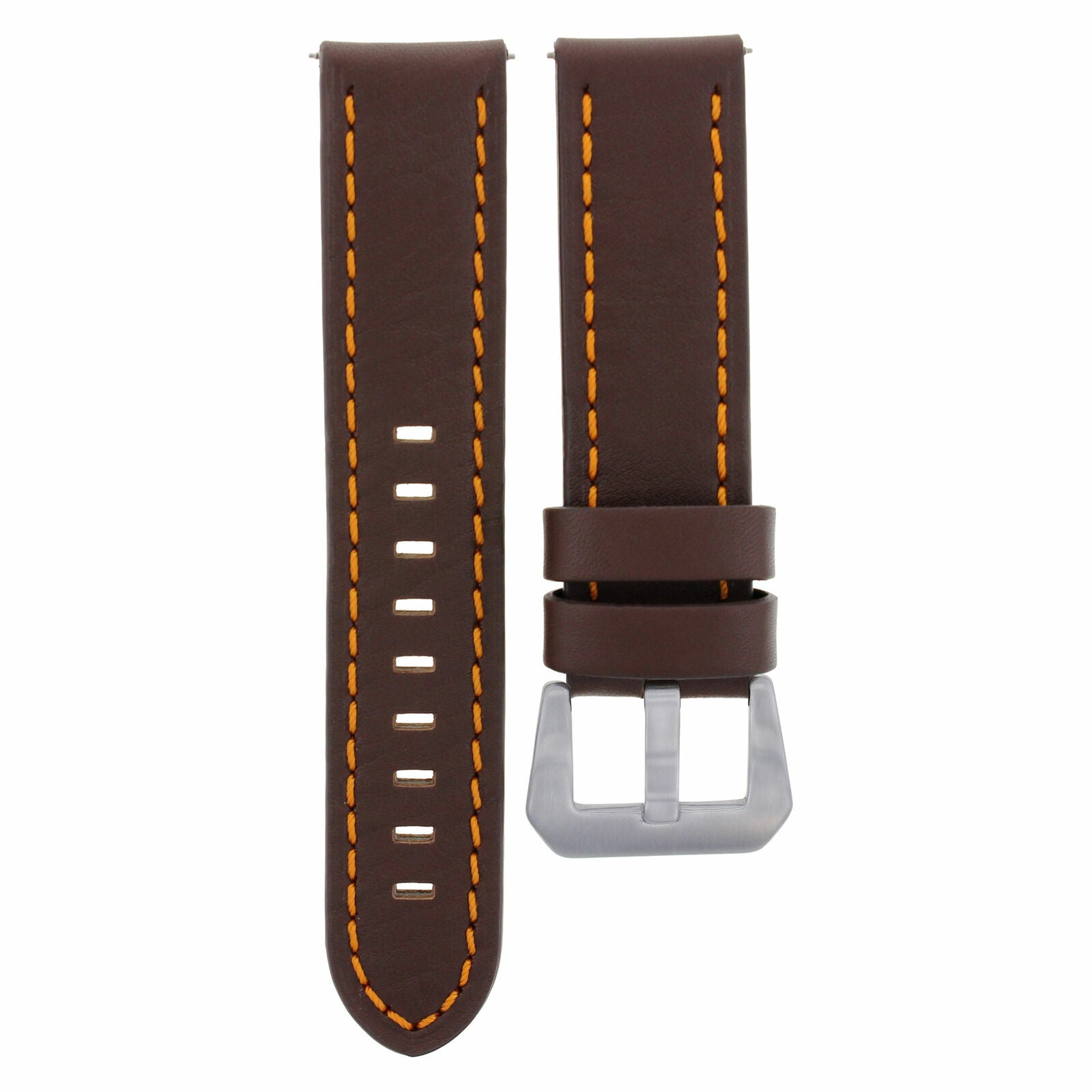 24MM LEATHER WATCH BAND STRAP FOR BREITLING NAVITIMER COLT D/BROWN ORANGE STITCH