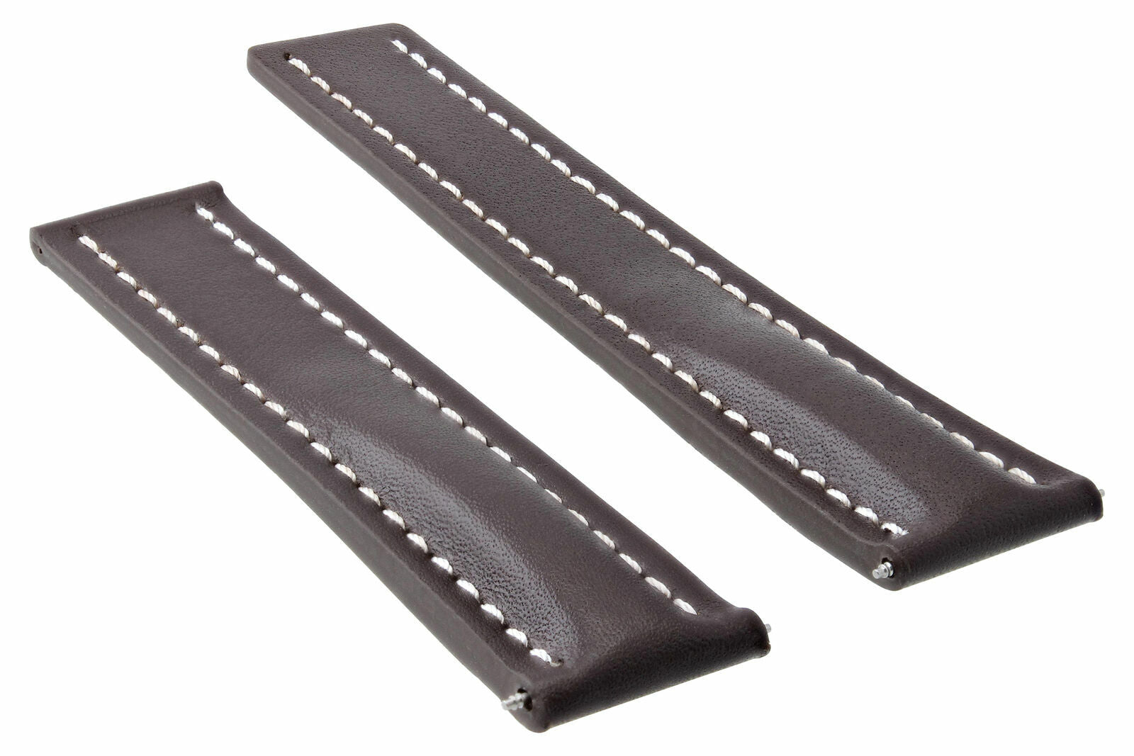 22MM LEATHER STRAP SMOOTH BAND FOR BREITLING CHRONOMAT DEPLOYMENT CLASP BROWN WS