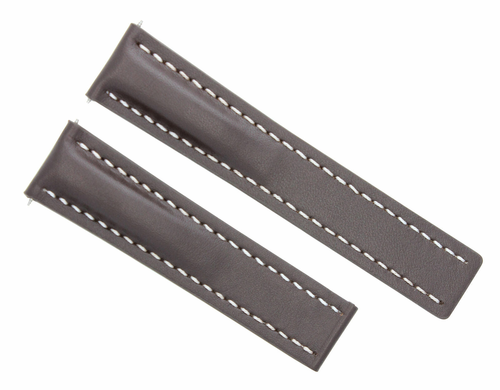 22MM LEATHER STRAP SMOOTH BAND FOR BREITLING CHRONOMAT DEPLOYMENT CLASP BROWN WS