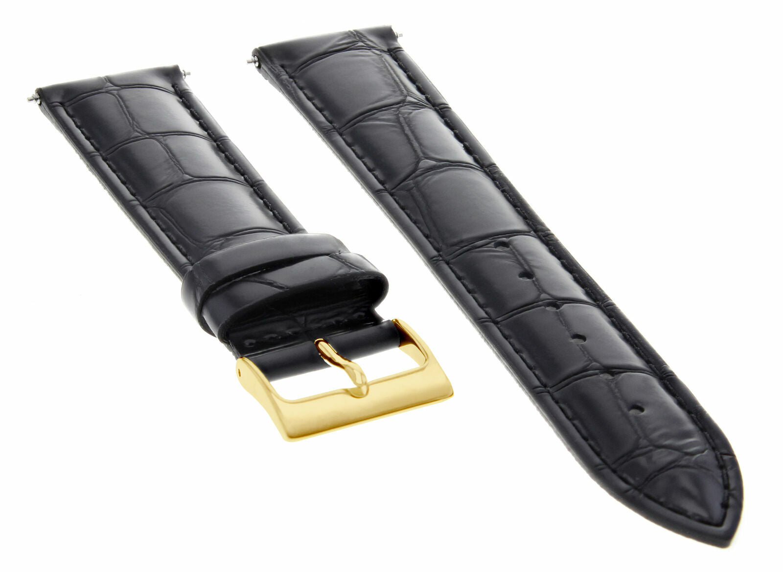 18MM LEATHER WATCH BAND STRAP FOR JAEGER LECOULTRE WATCH BLACK GOLD