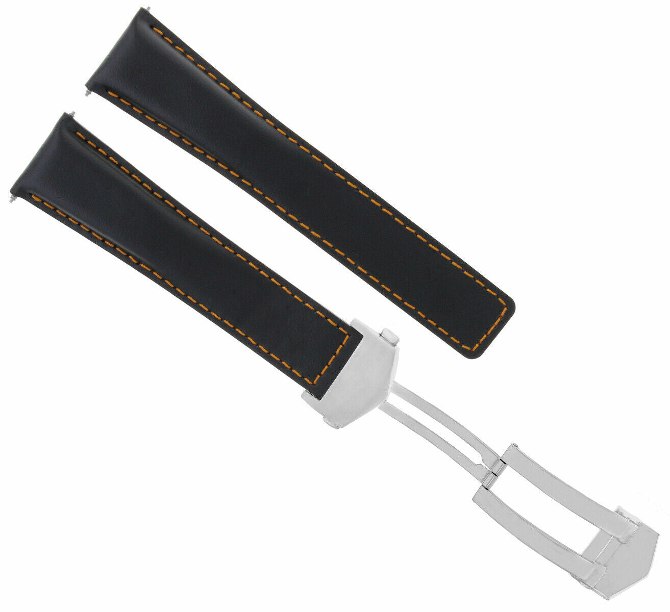 22MM LEATHER BAND STRAP CLASP FOR TAG HEUER MONACO CALIBRE 12 AQUARACER BLACK OS