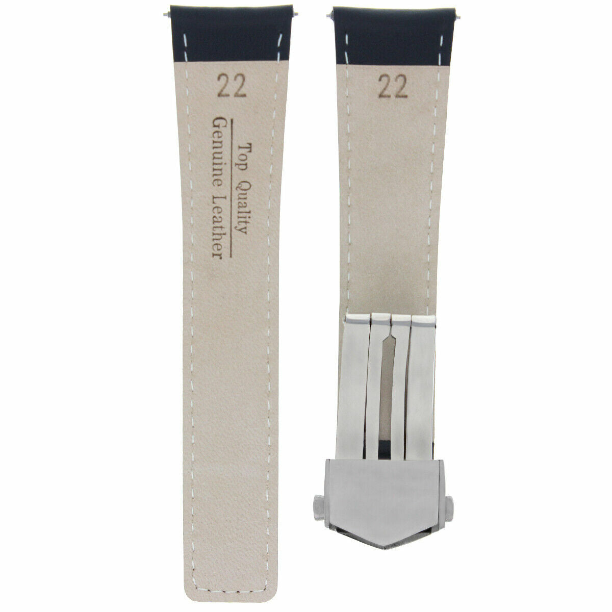 22MM LEATHER BAND STRAP CLASP FOR TAG HEUER MONACO CALIBRE 12 AQUARACER BLACK OS