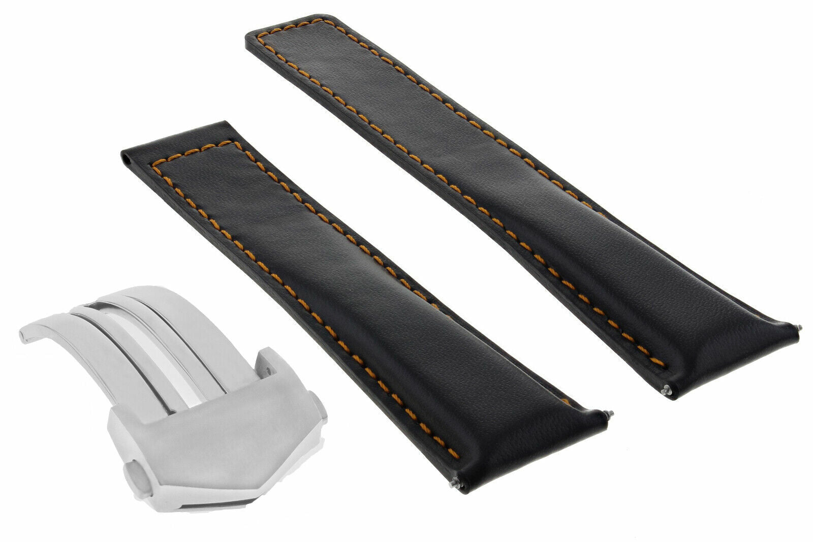 22MM LEATHER BAND STRAP CLASP FOR TAG HEUER MONACO CALIBRE 12 AQUARACER BLACK OS