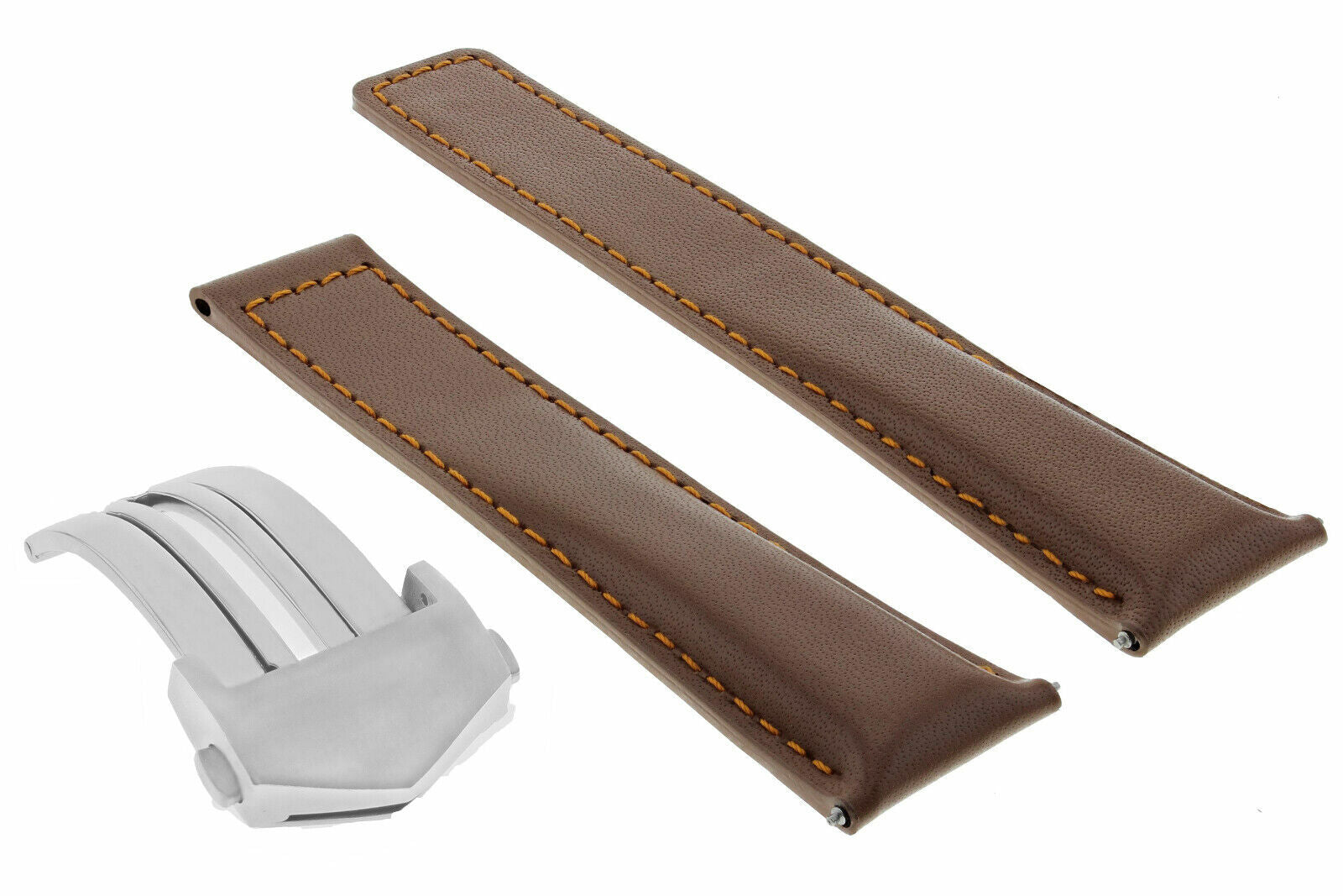 22MM LEATHER WATCH STRAP BAND DEPLOYMENT CLASP FOR TAG HEUER MONACO WATCH TAN WS