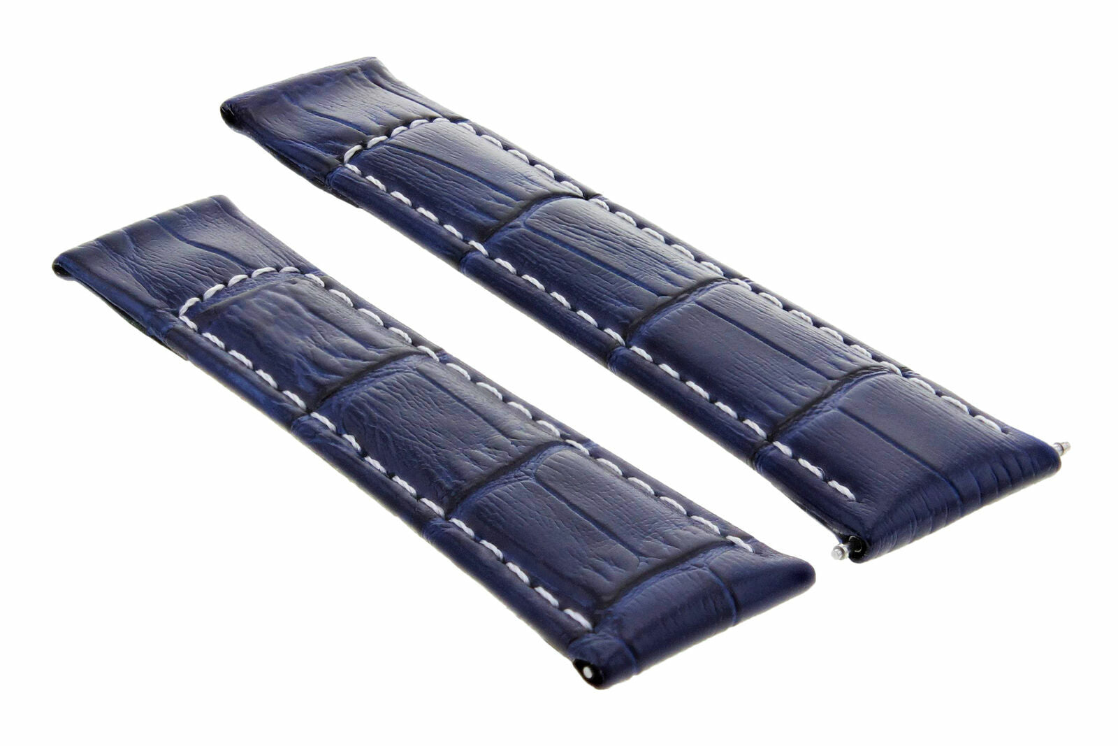 20MM LEATHER WATCH BAND STRAP FOR ROLEX DAYTONA 116519 BLUE WHITE ST REGULAR