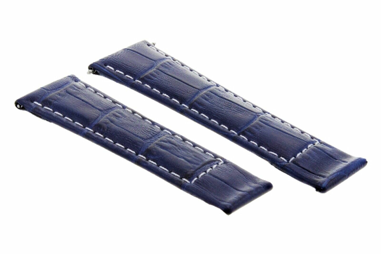 20MM LEATHER WATCH BAND STRAP FOR ROLEX DAYTONA 116519 BLUE WHITE ST REGULAR