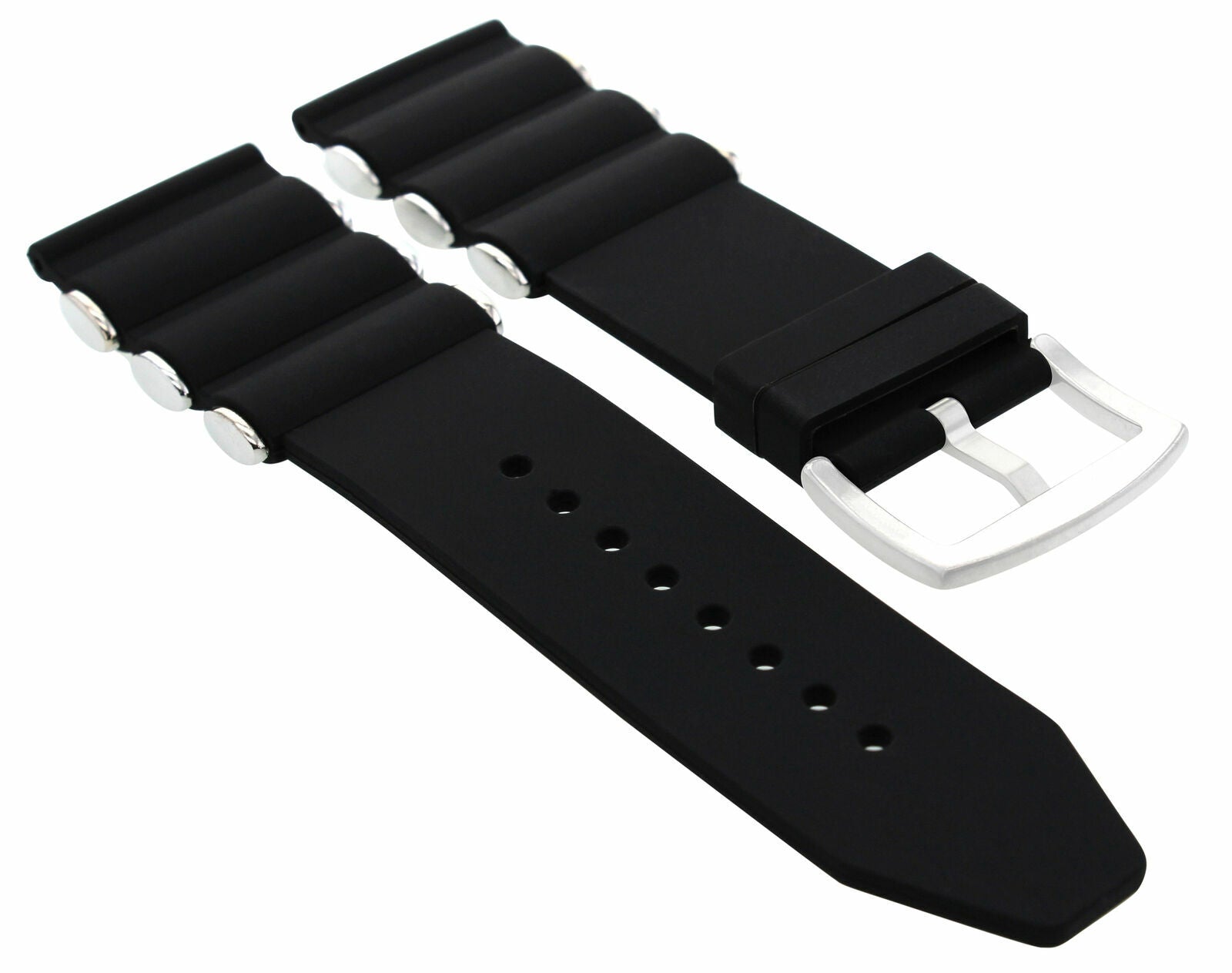 22MM RUBBER DIVER STRAP BAND FOR MONTBLANC TIMEWALKER STEEL LINK WATCH BLACK TQ