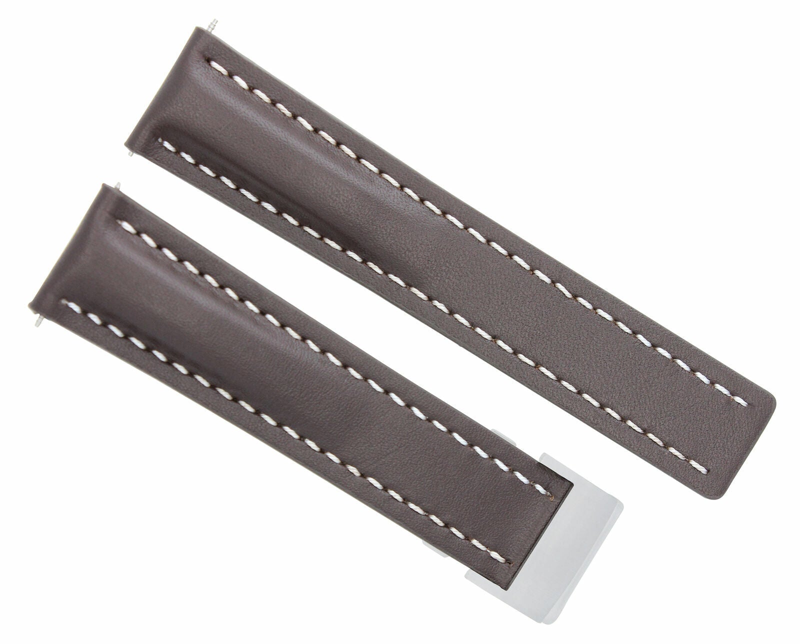 24MM LEATHER WATCH BAND STRAP DEPLOYMENT BUCKLE FOR BREITLING BROWN WS PLAIN