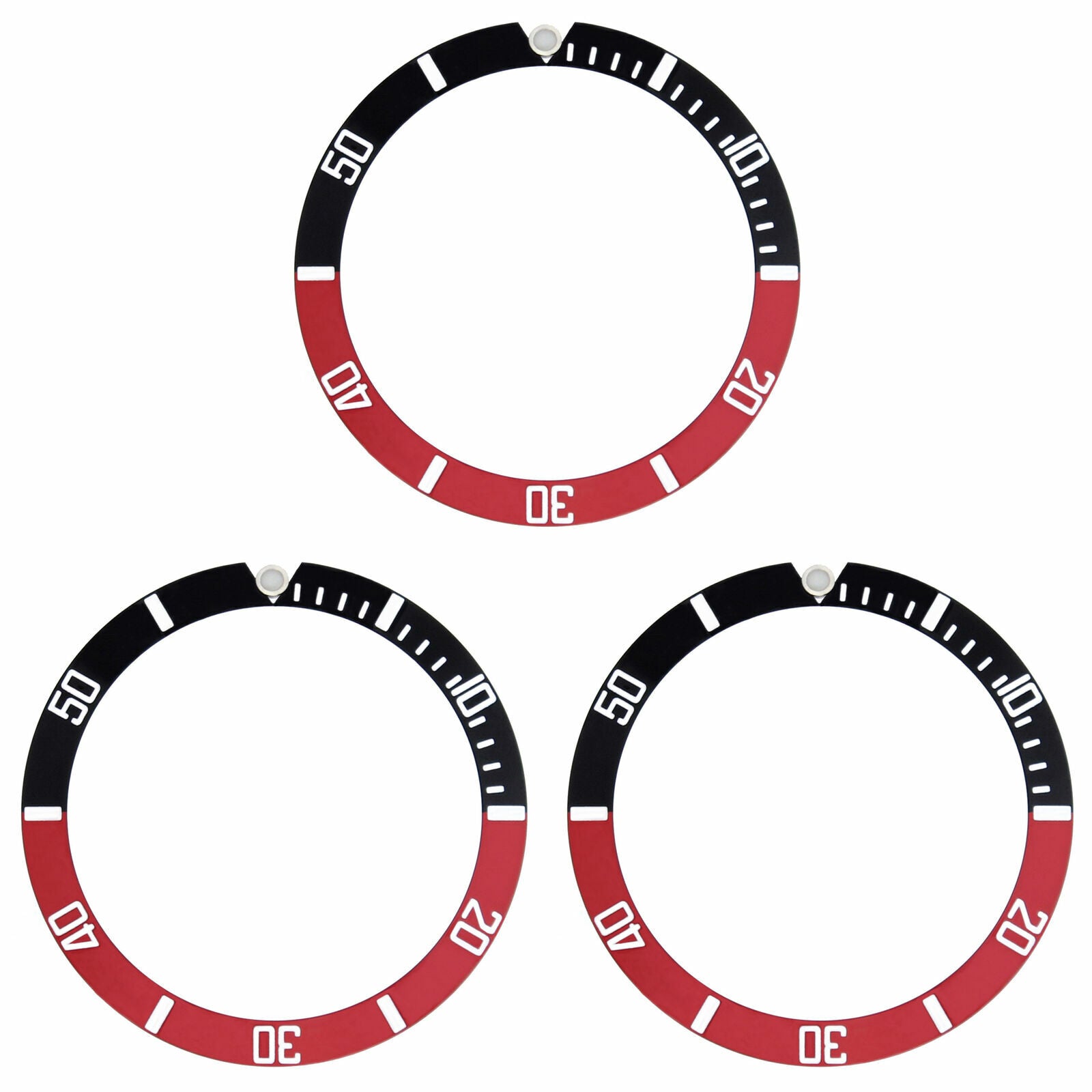 3 BEZEL INSERT FOR ROLEX SUBMARINER RED/BLACK 16800 16610 16618 16808 16818