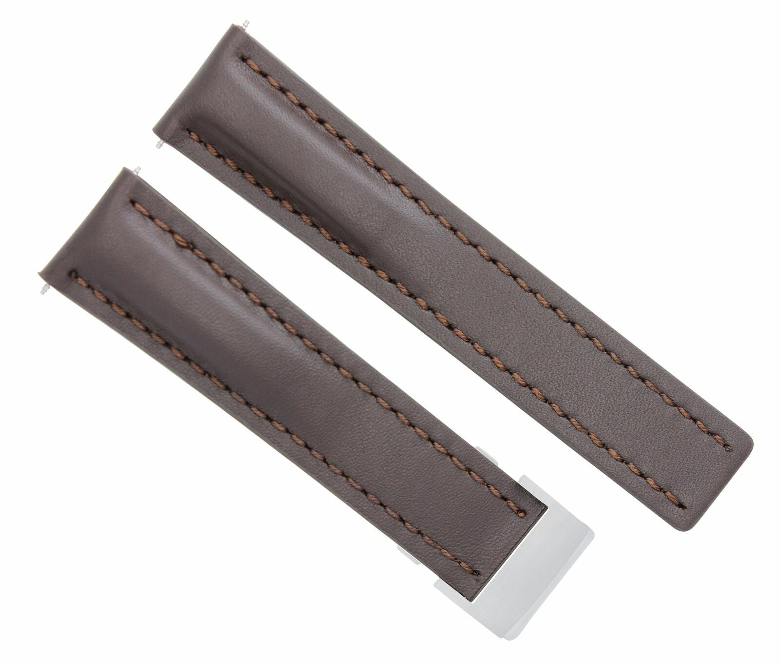 24MM LEATHER WATCH BAND STRAP CLASP FOR BREITLING NAVITIMER CHRONOMAT BROWN