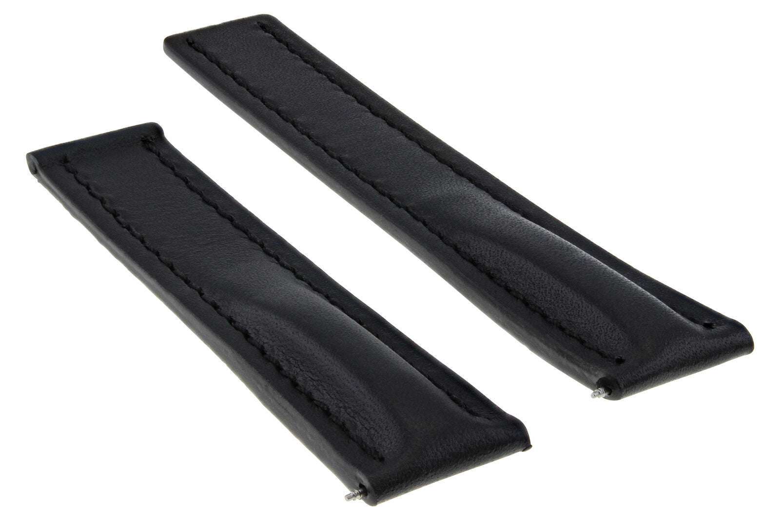 24MM LEATHER BAND SMOOTH STRAP FOR BREITLING 24/20 DEPLOYMENT CLASP BUCKLE BLACK