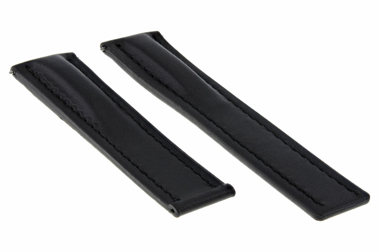 24MM LEATHER BAND SMOOTH STRAP FOR BREITLING 24/20 DEPLOYMENT CLASP BUCKLE BLACK