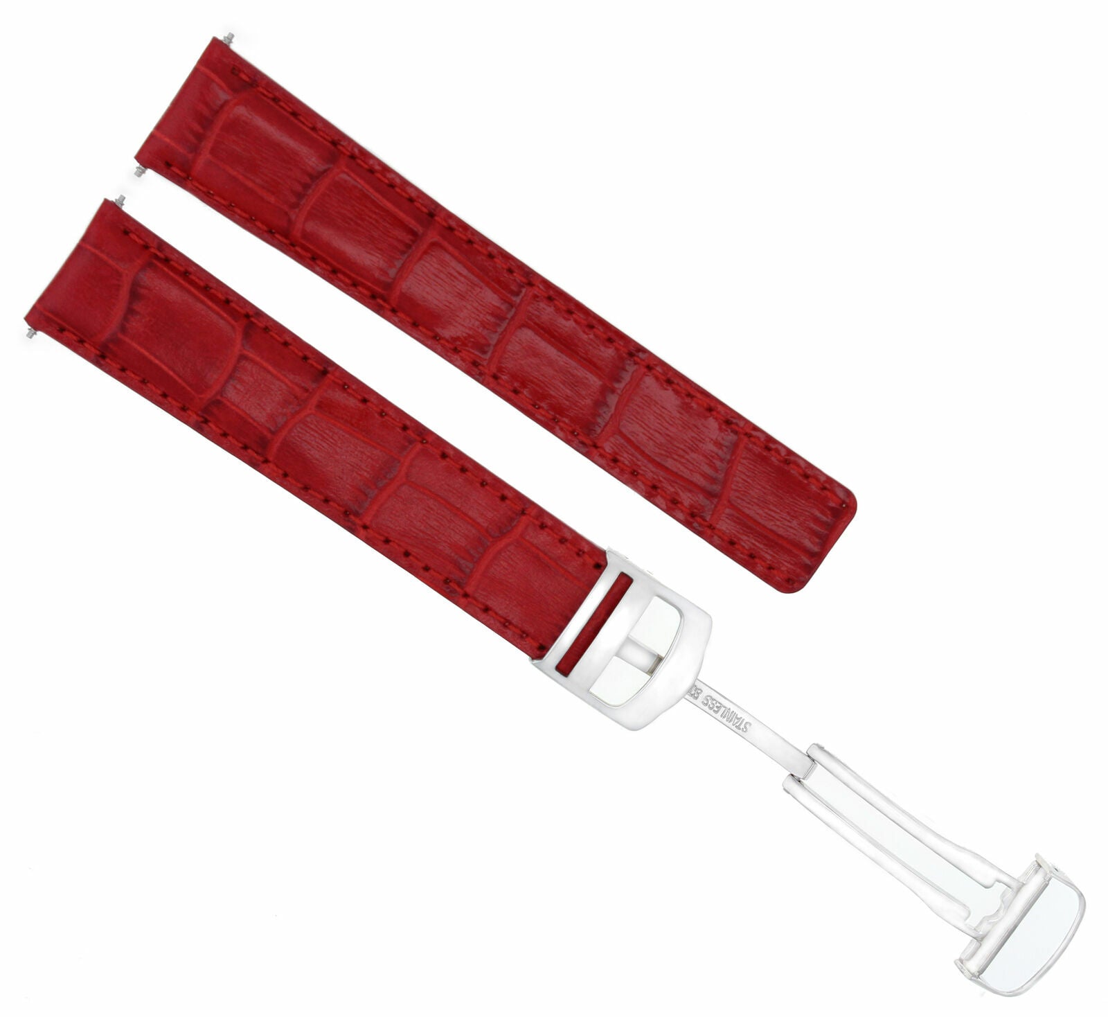 20/18MM LEATHER WATCH STRAP BAND FIT CARTIER TANK FRANCAISE WATCH DEPLOYMENT RED