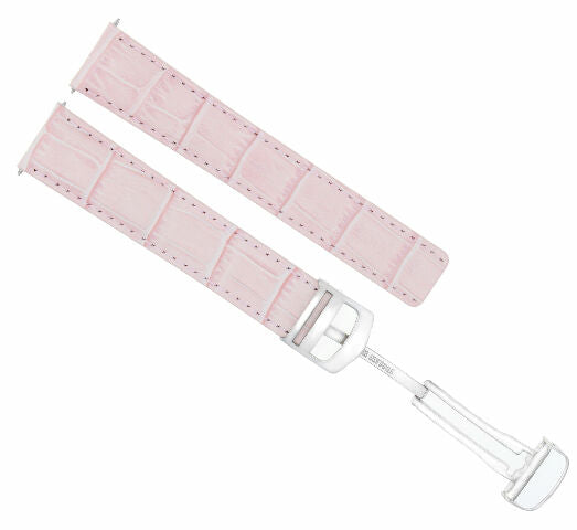 20MM LEATHER WATCH BAND STRAP FOR CARTIER TANK FRANCAISE DEPLOYMENT CLASP PINK