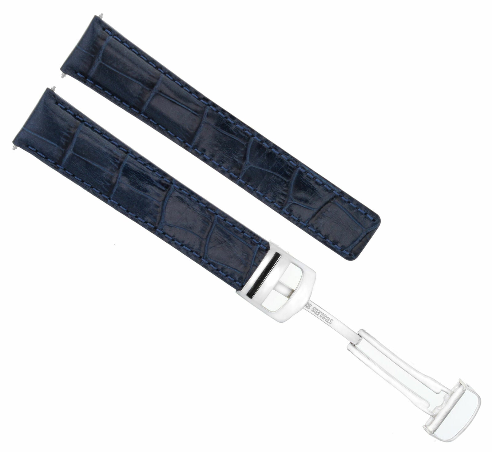 20MM LEATHER BAND WATCH STRAP CLASP FIT 44MM CARTIER TANK MC FRANCAISE BLUE