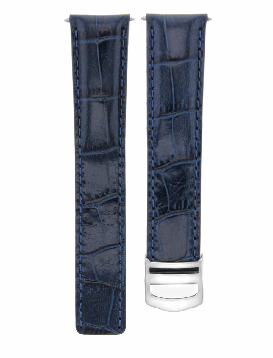 20MM LEATHER BAND WATCH STRAP CLASP FIT 44MM CARTIER TANK MC FRANCAISE BLUE