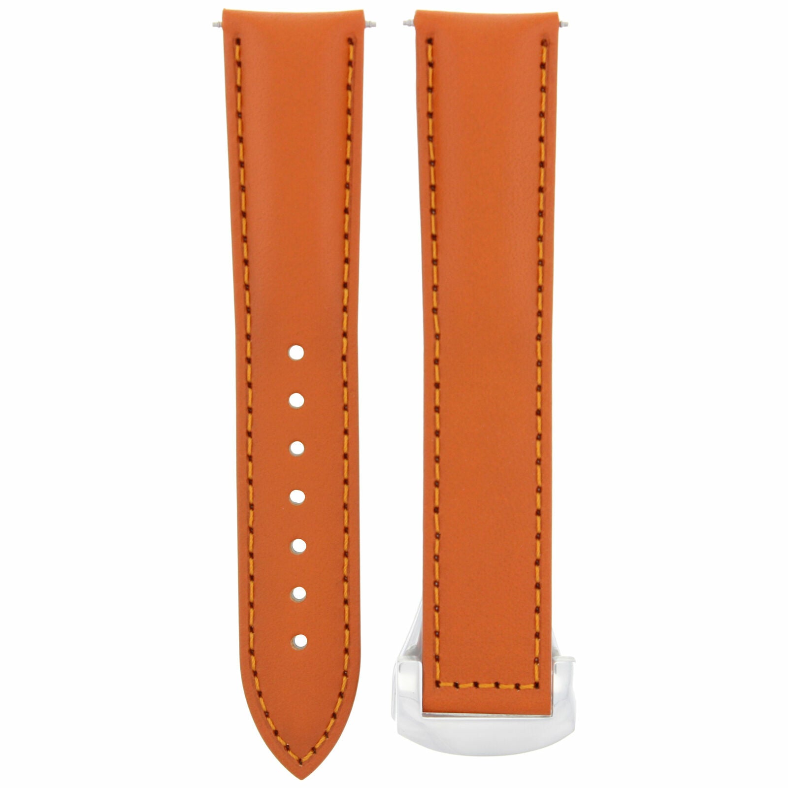 LEATHER WATCH STRAP BAND SMOOTH FOR 22MM OMEGA SEAMASTER PLANET OCEAN ORANGE