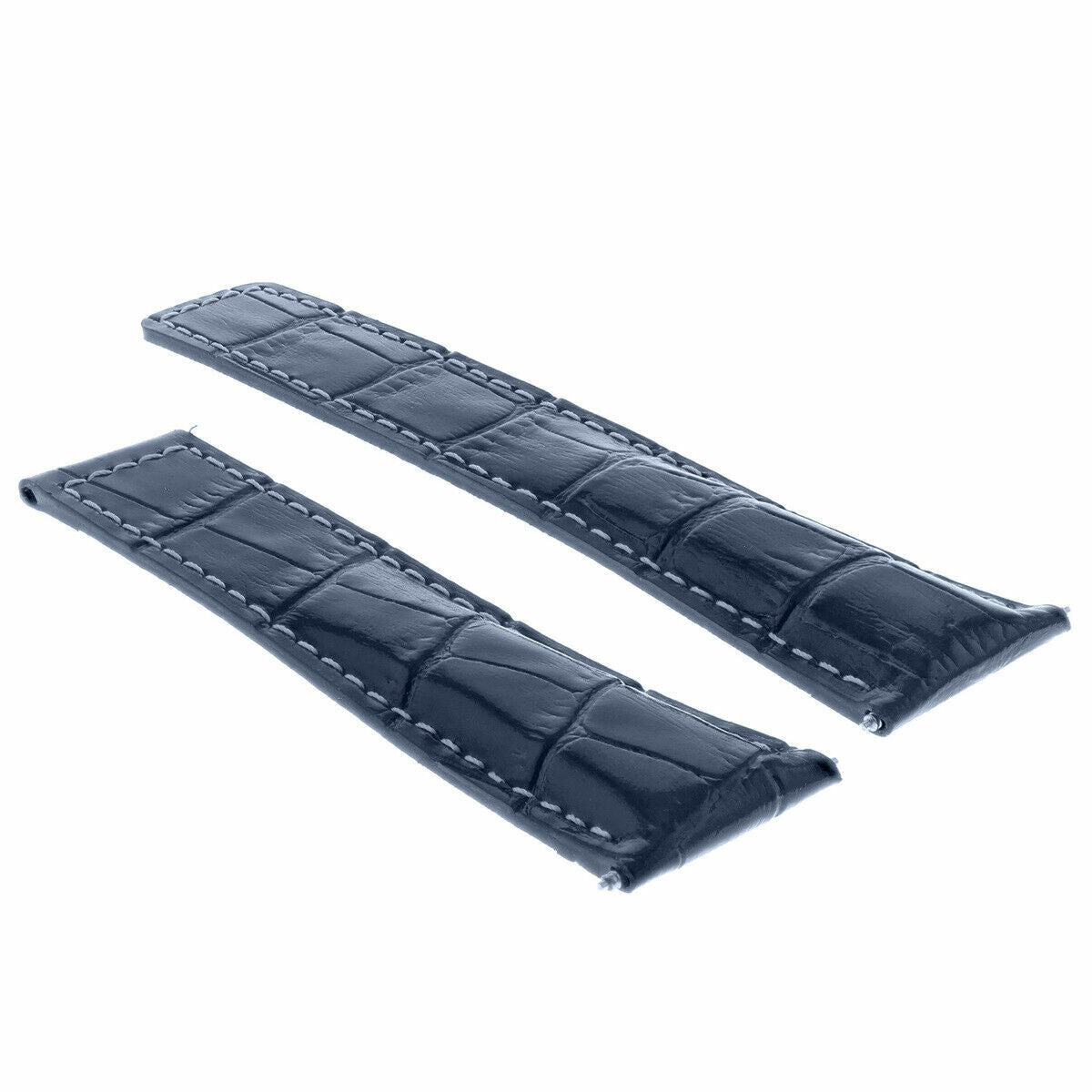 20MM LEATHER BAND STRAP FOR TAG HEUER CARRERA CALIBRE 5 16 17 CLASP BLUE W/STIT