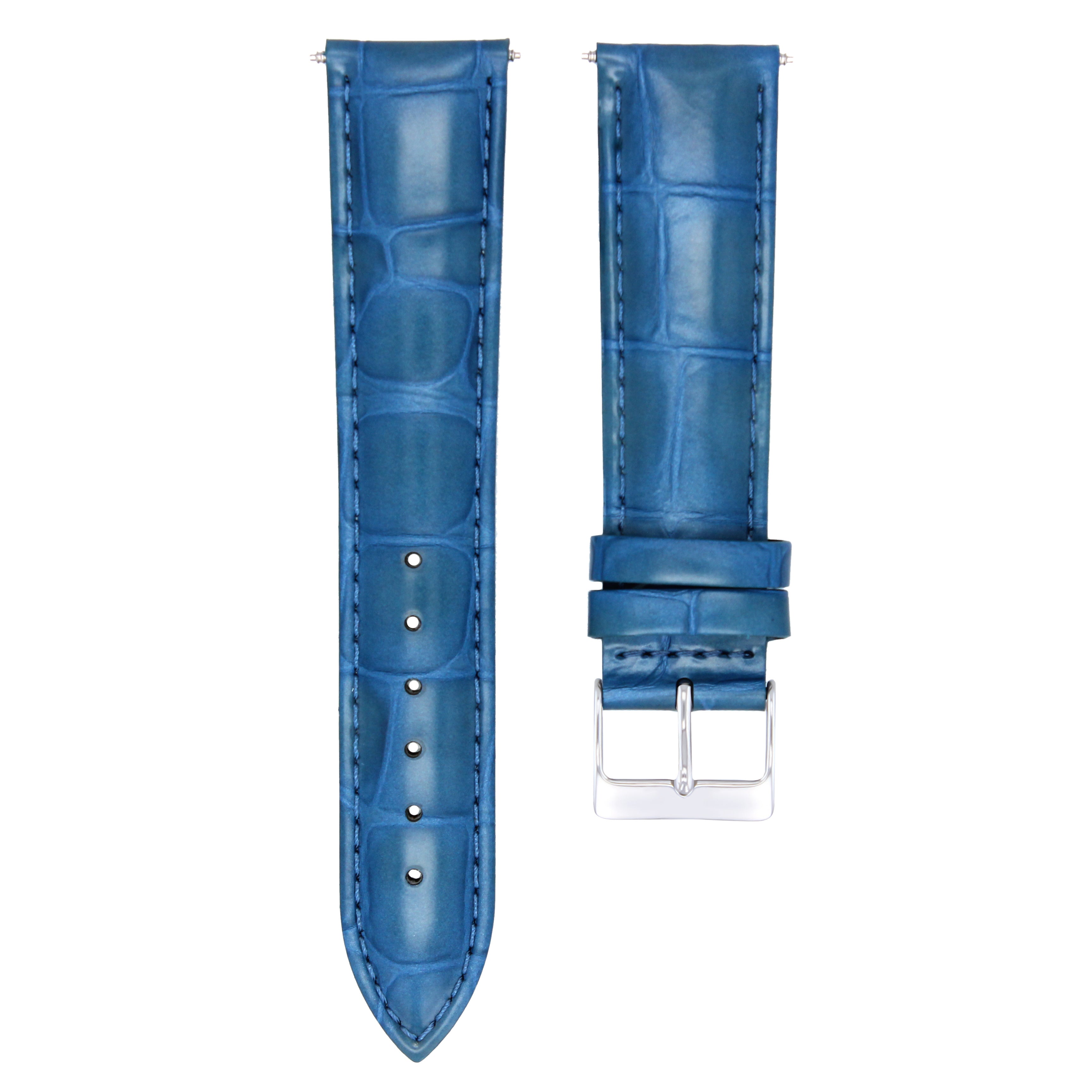 20MM GATOR LEATHER WATCH BAND STRAP FOR SEIKO ALPINIST SARB017 WATCH LIGHT BLUE