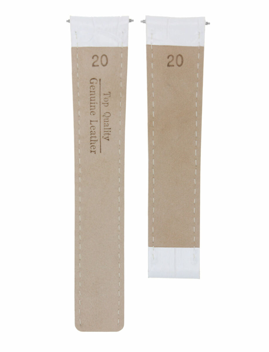 20MM NEW LEATHER WATCH BAND STRAP DEPLOYMENT CLASP FOR CARTIER TANK WATCH WHITE