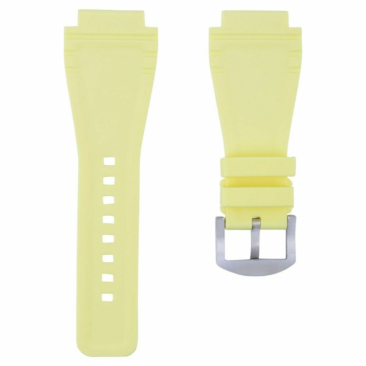 24MM RUBBER STRAP WATCH BAND FOR BELL ROSS WATCH YELLOW BR-01-BR-03 WATCH BRUSH