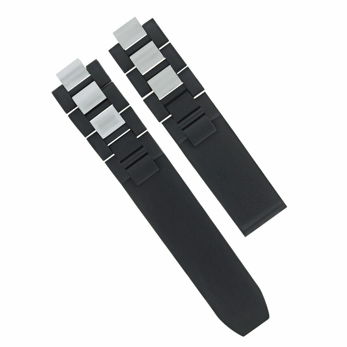 RUBBER+STEEL WATCH BAND FOR CARTIER MUST 21 CHRONOSCAPH AUTOSCAPH TOP QUALITY