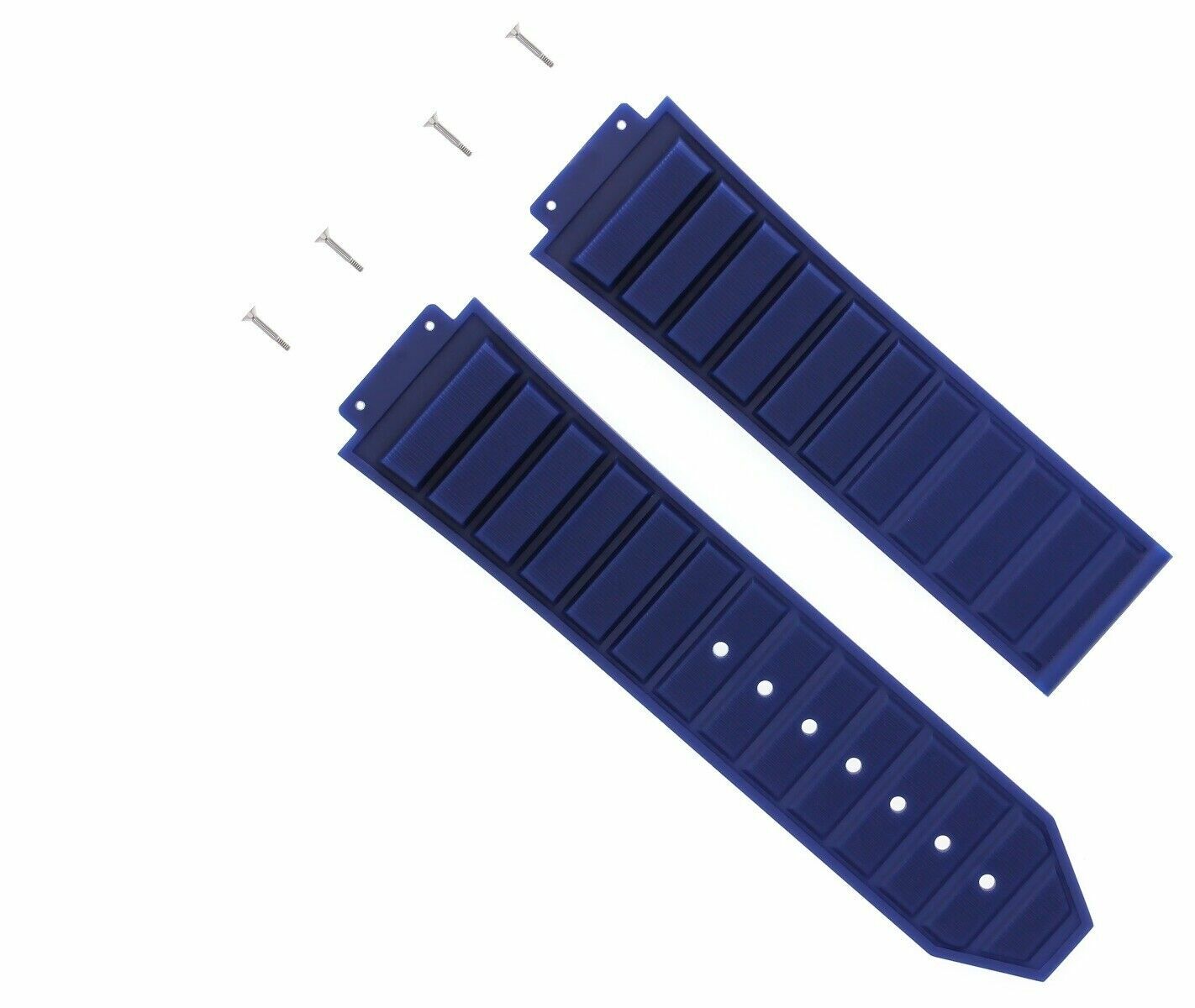 RUBBER REPLACEMENT WATCH BAND FOR H HUBLOT 44-45MM BIG BANG WATCH + 4 SCREW BLUE
