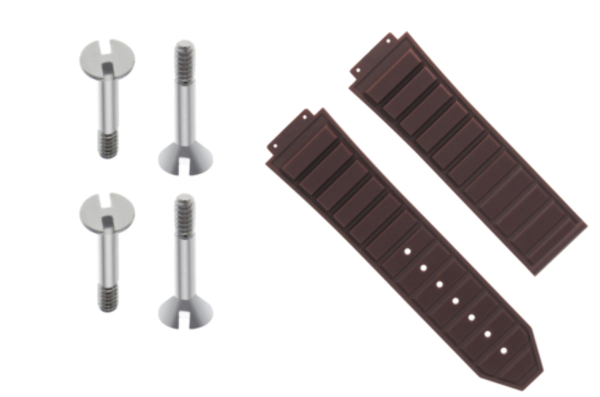 24MM RUBBER WATCH BAND STRAP FOR HUBLOT BIG BANG KING POWER CERAMIC SCREW BROWN