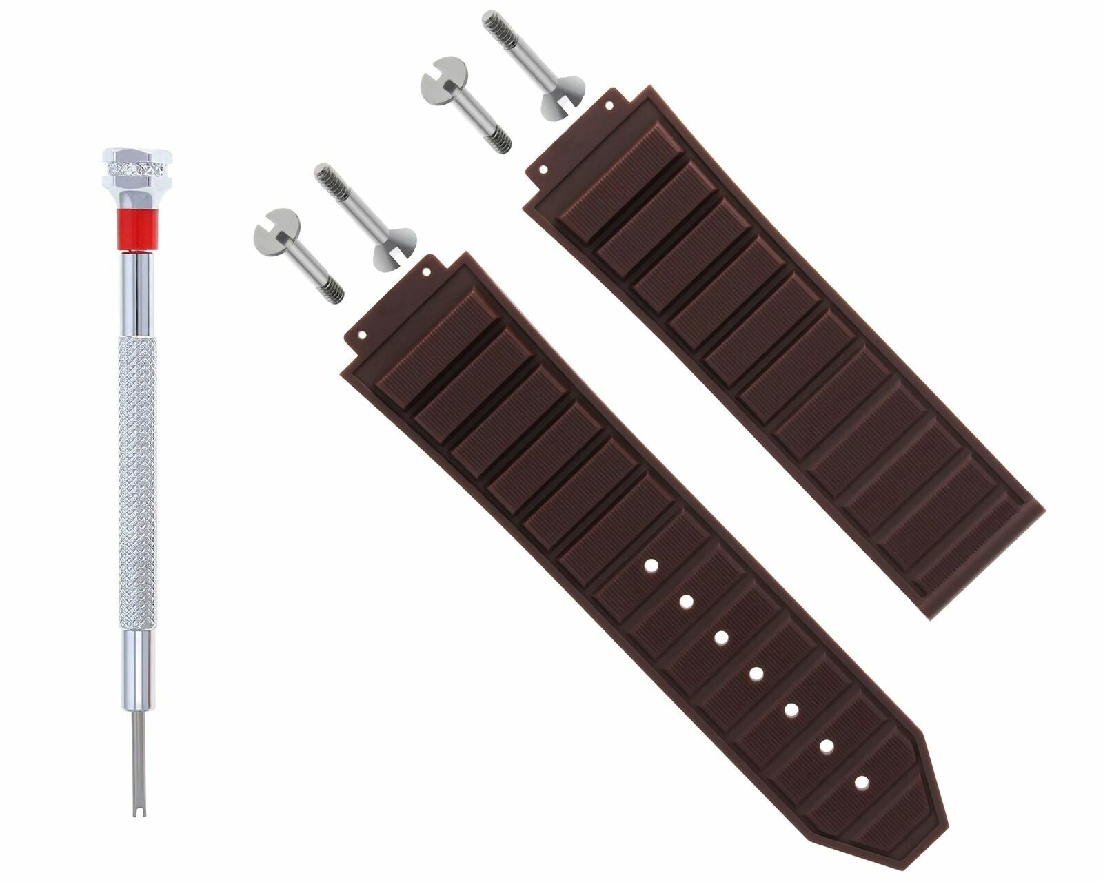 24MM RUBBER SILICONE WATCH BAND STRAP FOR HUBLOT 44-45MM H BIG BANG WATCH BROWN