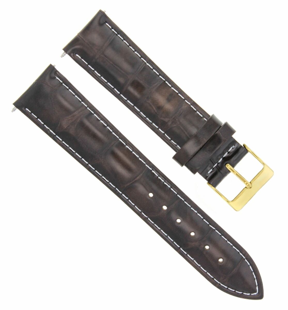 22MM LEATHER WATCH BAND STRAP FOR FRANCK MULLER CASABLANCA DARK BROWN WS GOLD