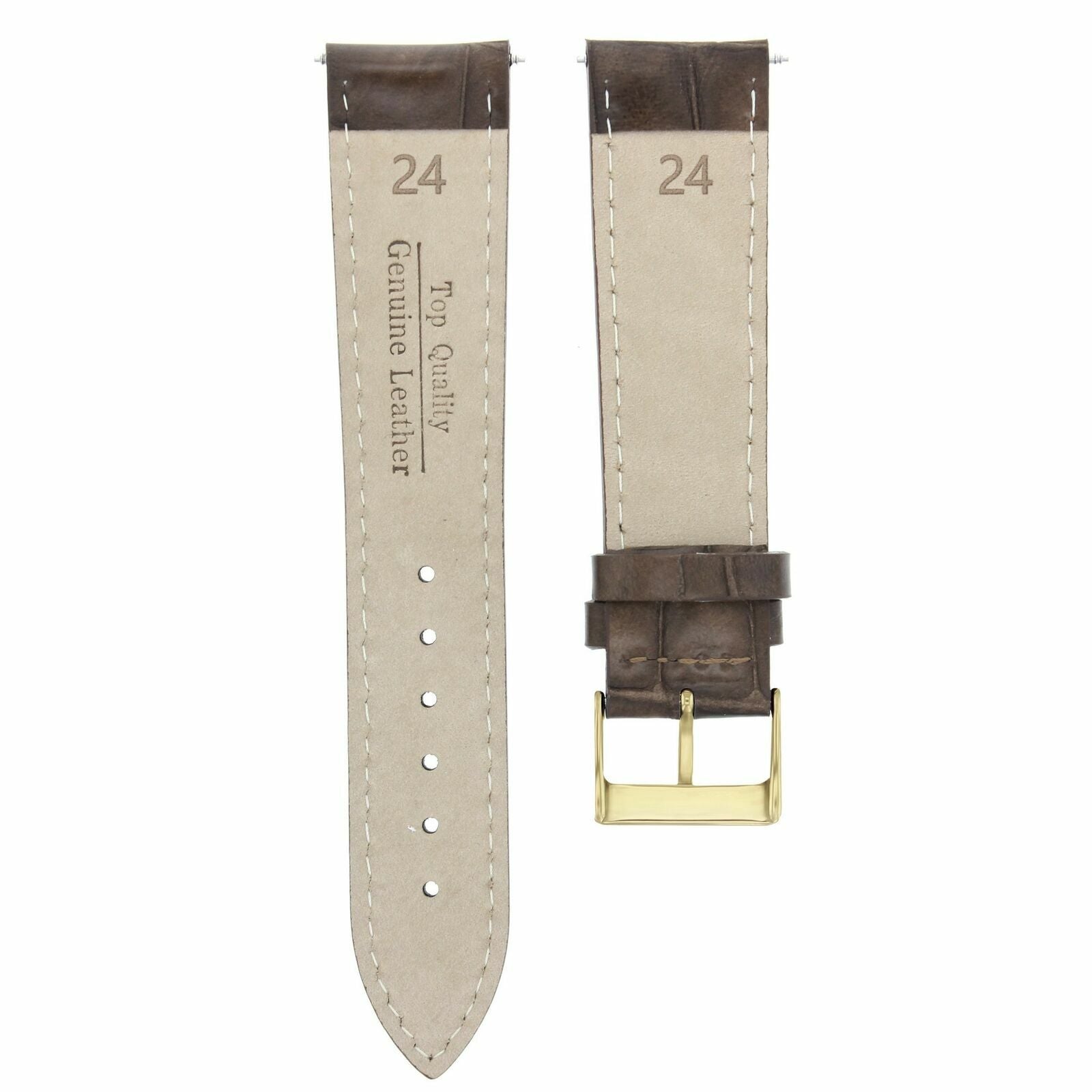24MM LEATHER WATCH BAND STRAP FOR FRANCK MULLER CASABLANCA DARK BROWN WS GOLD