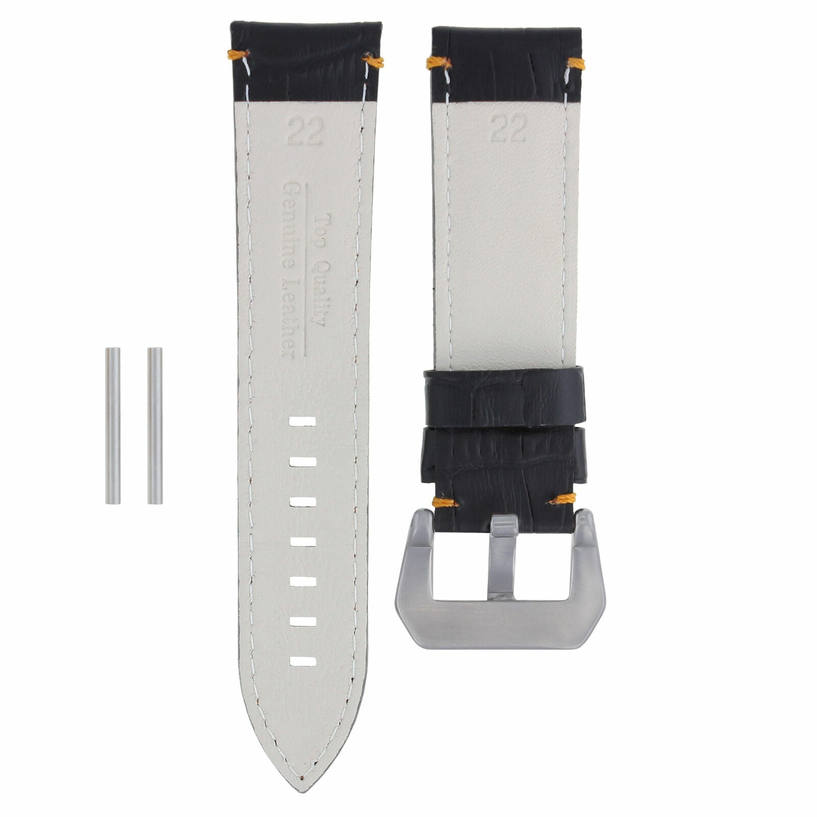 22MM PAM LEATHER WATCH BAND STRAP FOR PANERAI MARINA LUMINOR GMT BLACK ORANGE ST