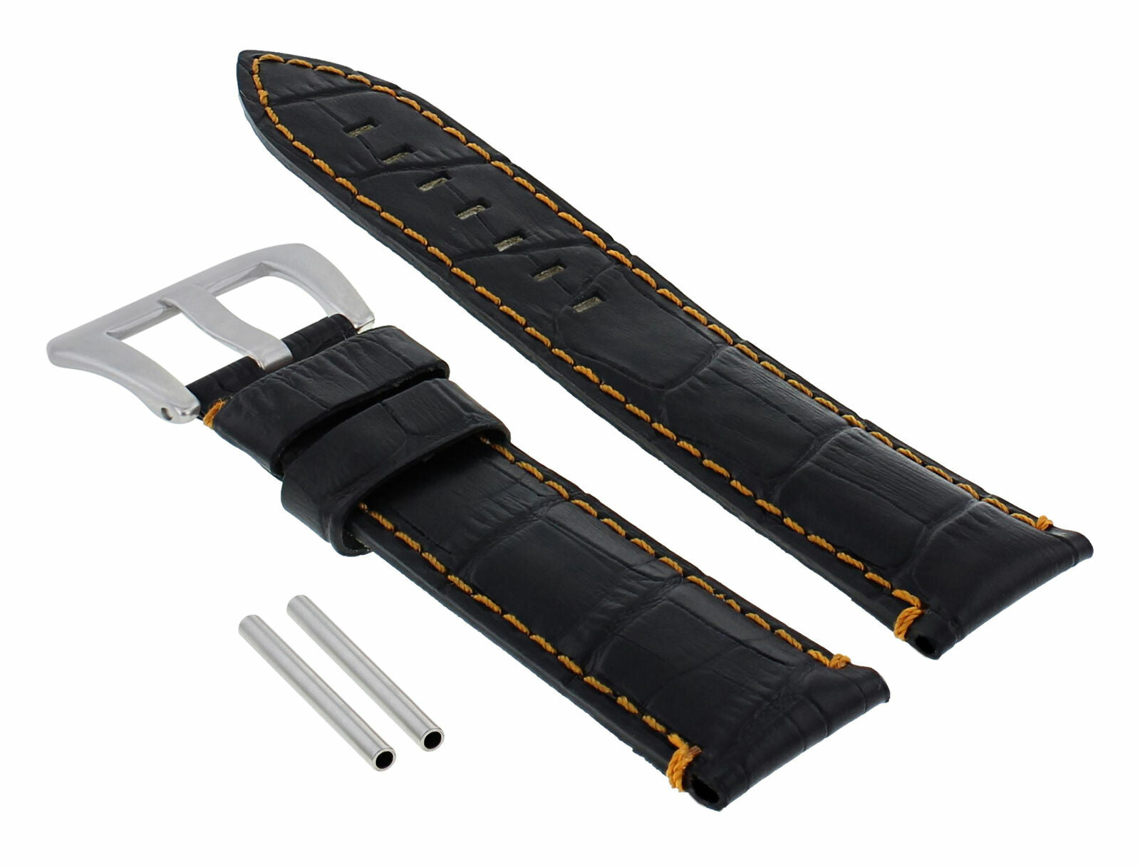 22MM PAM LEATHER WATCH BAND STRAP FOR PANERAI MARINA LUMINOR GMT BLACK ORANGE ST