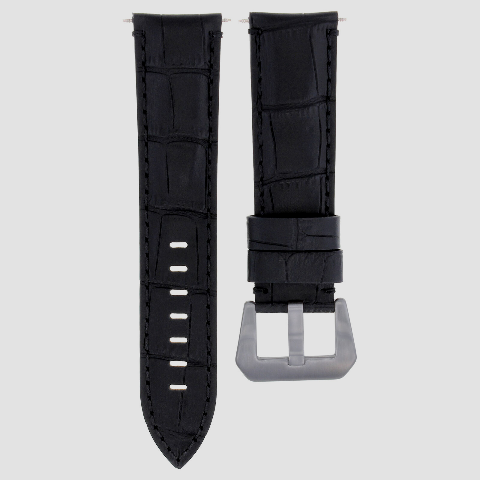 22MM LEATHER WATCH BAND STRAP FOR BREITLING NAVITIMER CHRONOMAT BENTLEY BLACK