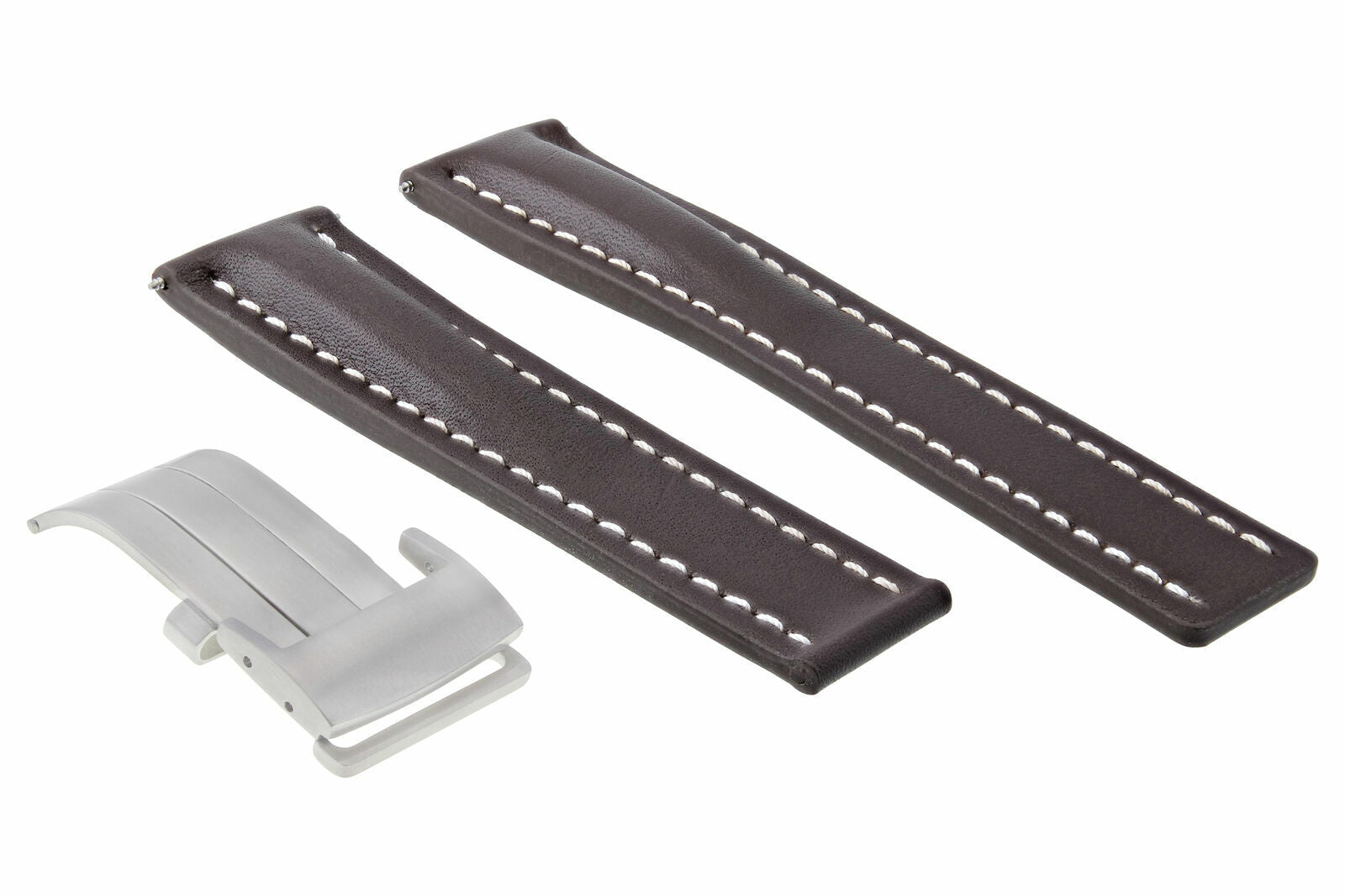 22MM LEATHER STRAP SMOOTH BAND FOR DEPLOYMENT CLASP BUCKLE BREITLING BROWN WS