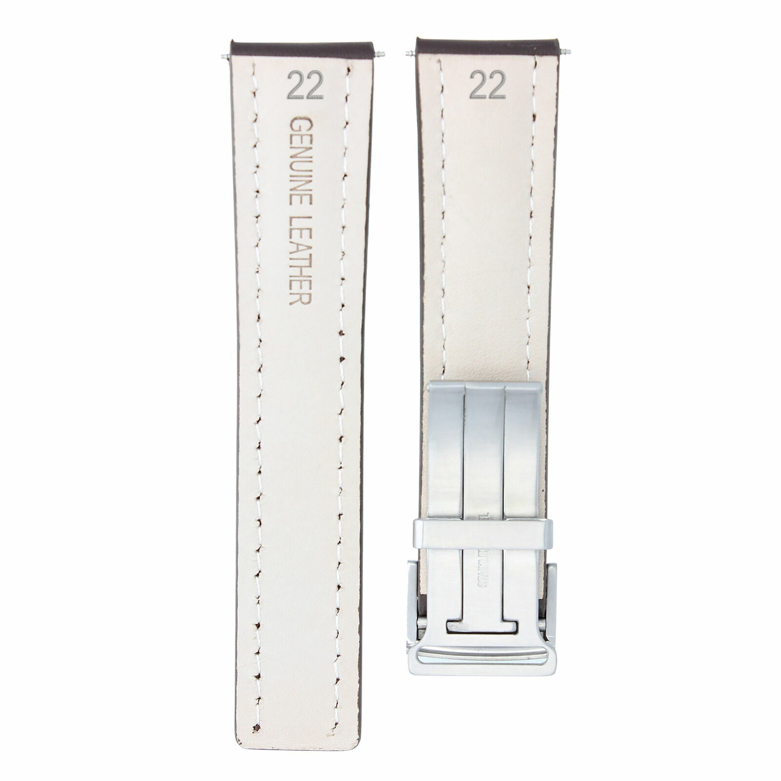 22MM LEATHER STRAP SMOOTH BAND FOR DEPLOYMENT CLASP BUCKLE BREITLING BROWN WS