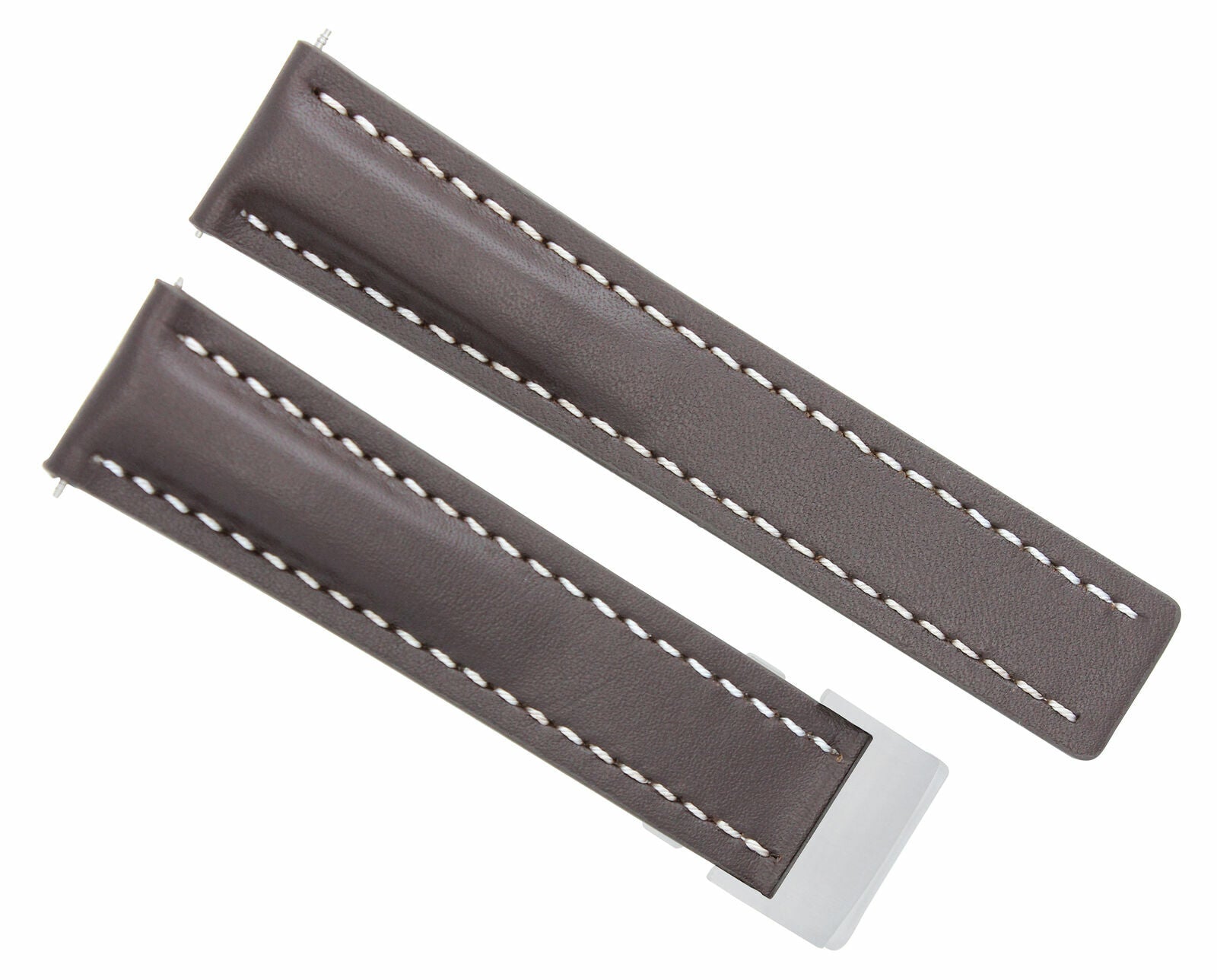 22MM LEATHER STRAP SMOOTH BAND FOR DEPLOYMENT CLASP BUCKLE BREITLING BROWN WS