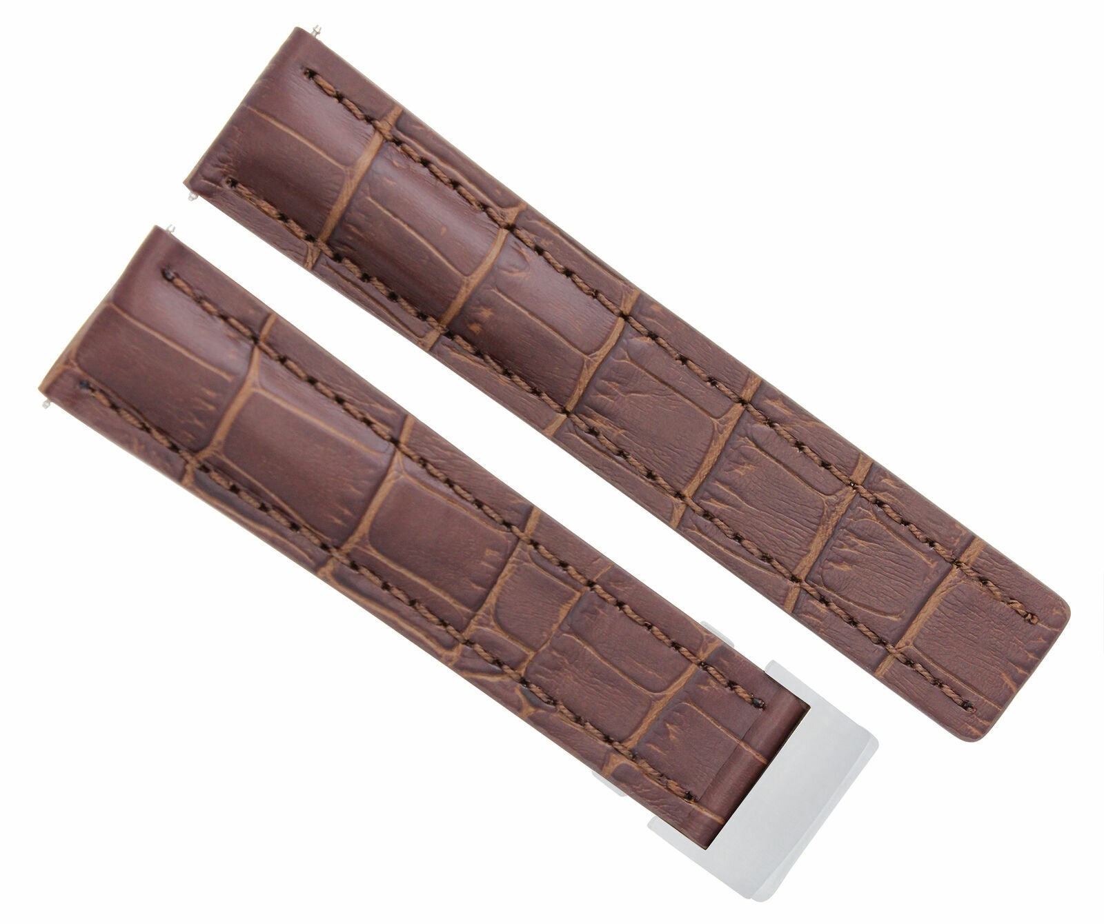 24MM LEATHER WATCH BAND STRAP FOR BREITLING NAVITIMER DEPLOYMENT CLASP BROWN