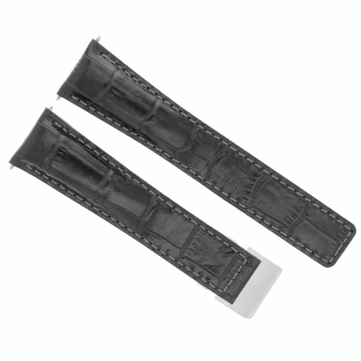 22MM LEATHER WATCH BAND STRAP FOR BREITLING CHRONO 41 A17366D71O1S1 CLASP BLACK