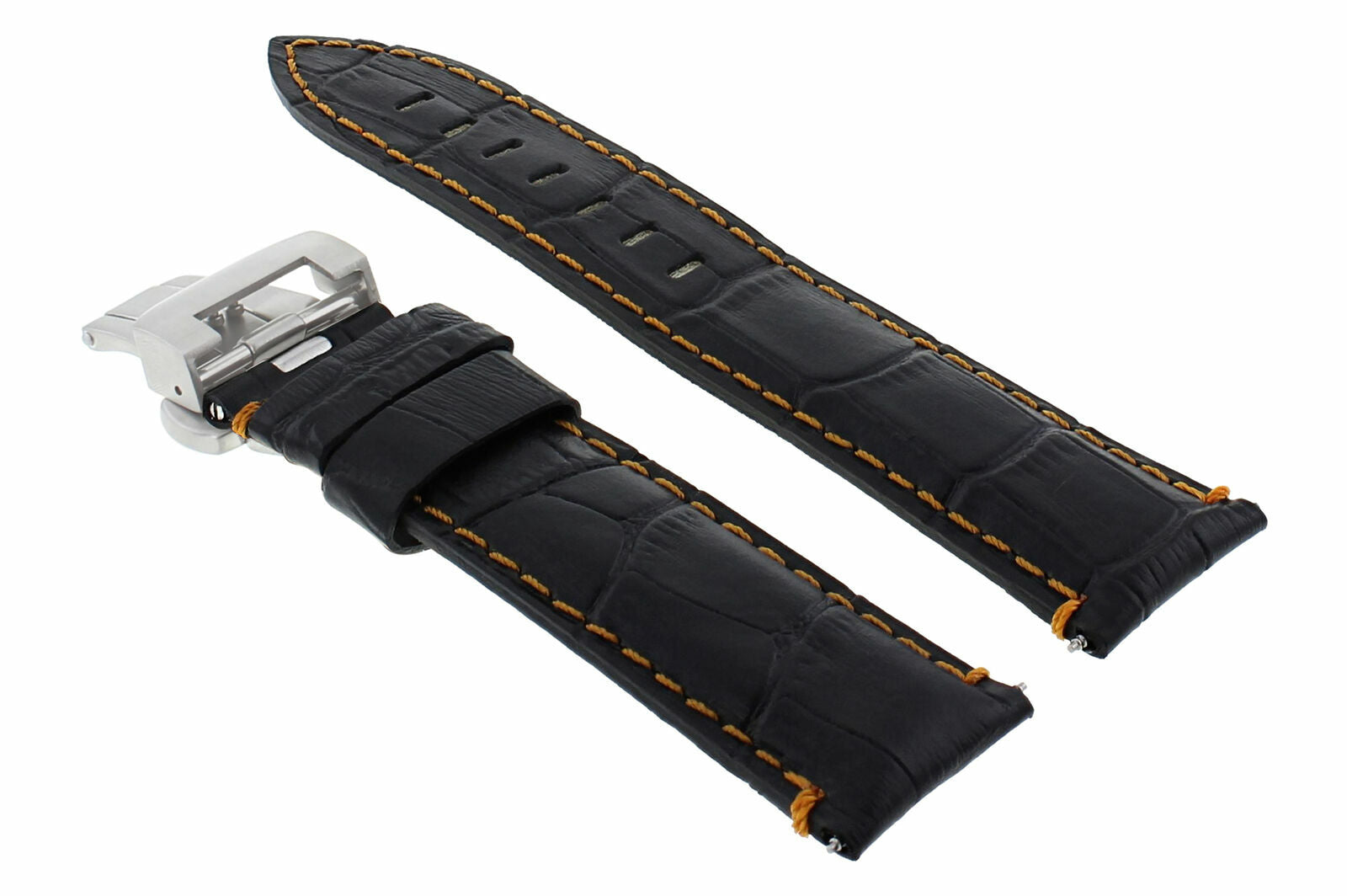 24MM LEATHER STRAP BAND CLASP BUCKLE FOR BREITLING NAVITIMER BENTELY BLACK OS