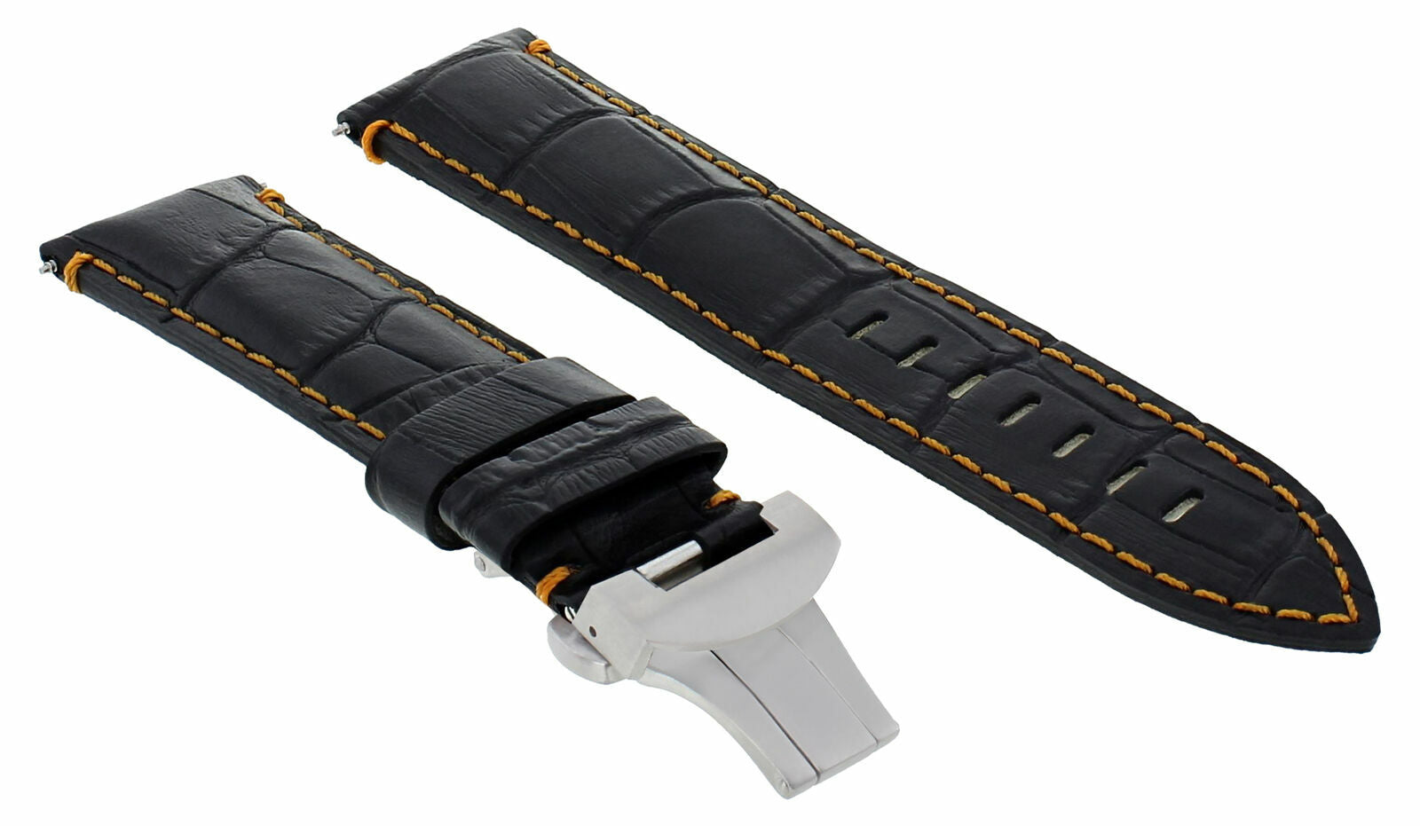 24MM LEATHER STRAP BAND CLASP BUCKLE FOR BREITLING NAVITIMER BENTELY BLACK OS