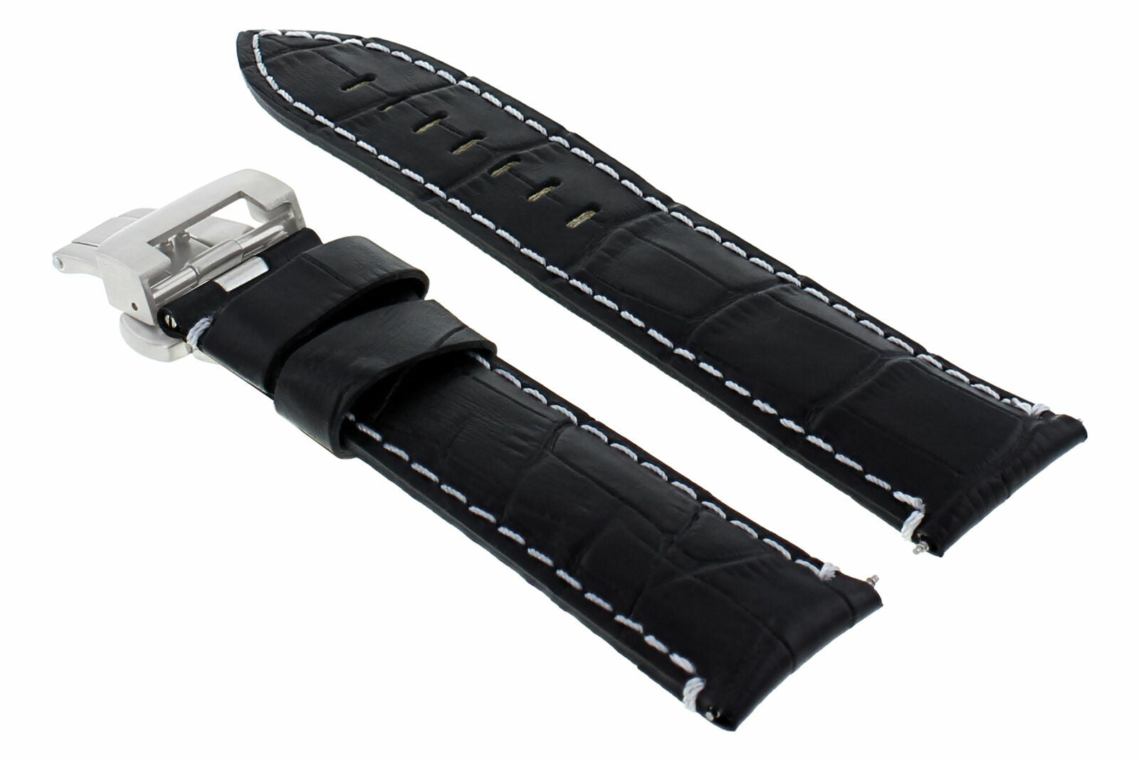 24MM LEATHER WATCH BAND STRAP FOR BREITLING NAVITIMER A24322, COLT BLACK WS