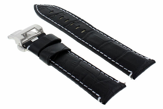 24MM LEATHER WATCH BAND STRAP FOR BREITLING NAVITIMER A24322, COLT BLACK WS