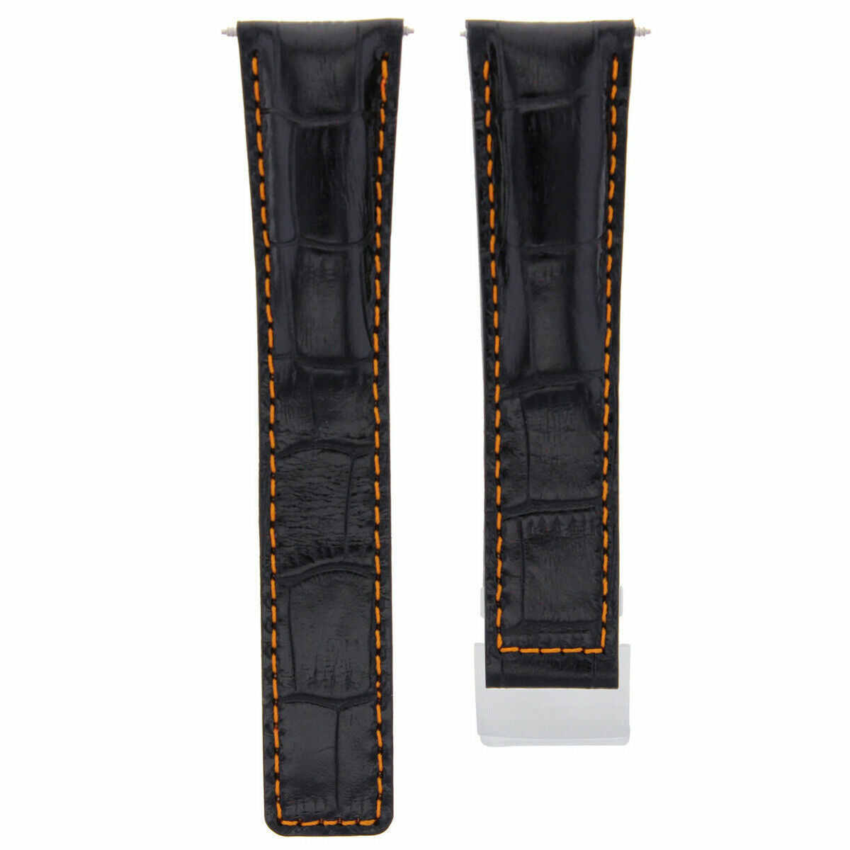 22MM LEATHER WATCH BAND STRAP FOR BREITLING COLT BENTLEY DEPLOY CLASP BLACK OS