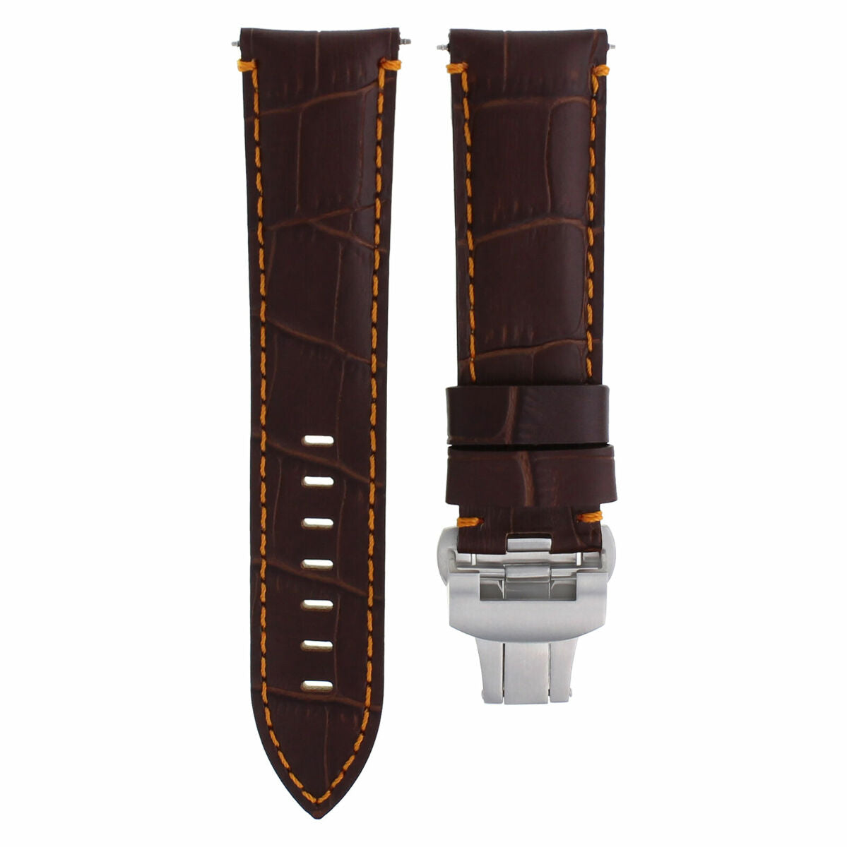 22MM LEATHER WATCH BAND STRAP FOR BREITLING CHRONOMAT DEPLOYMENT CLASP BROWN OS