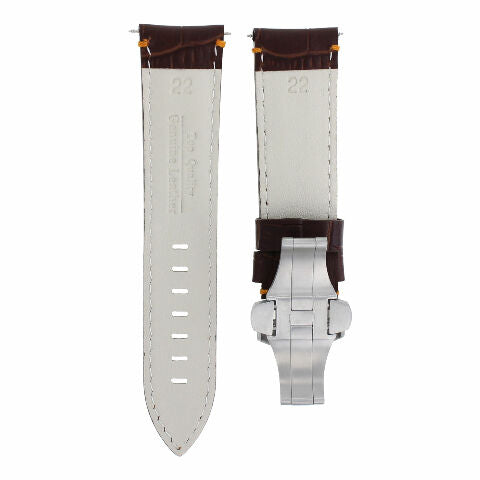 22MM LEATHER WATCH BAND STRAP FOR BREITLING CHRONOMAT DEPLOYMENT CLASP BROWN OS