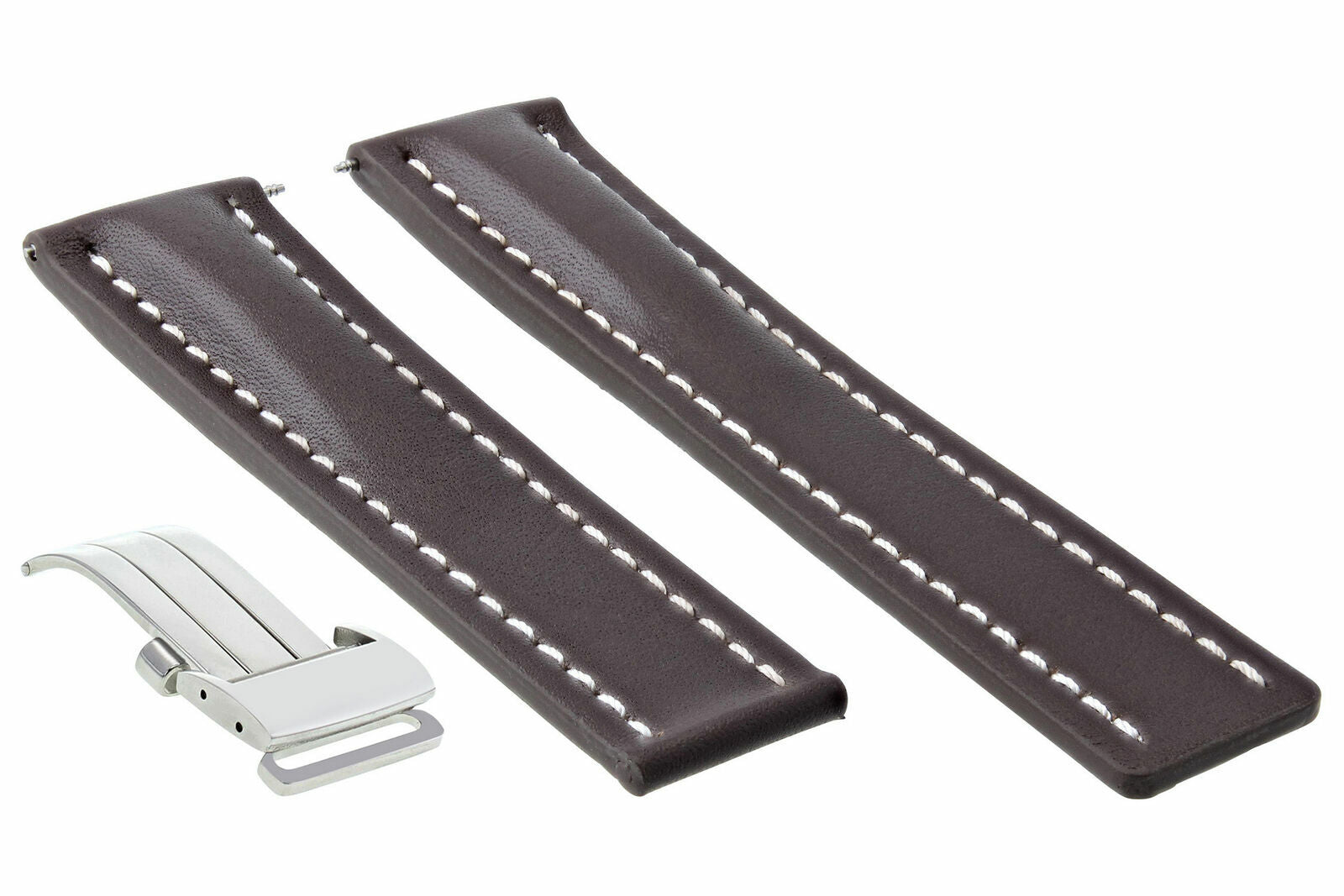 22MM LEATHER WATCH BAND STRAP DEPLOYMENT CLASP FOR BREITLING PILOT BROWN WS