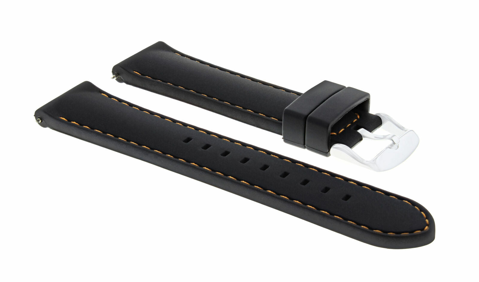 22MM RUBBER BAND STRAP FOR 45MM OMEGA SEAMASTER PLANET OCEAN BLACK ORANGE STITCH