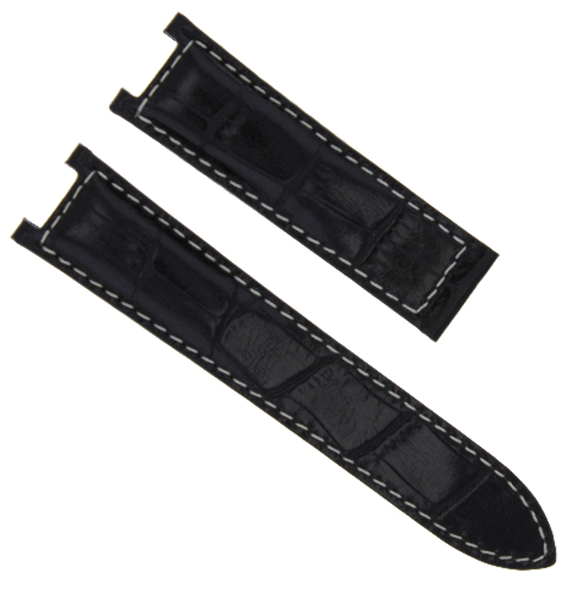 LEATHER WATCH STRAP BAND FOR PASHA DE CARTIER DEPLOYMENT CLASP 20MM BLACK WS
