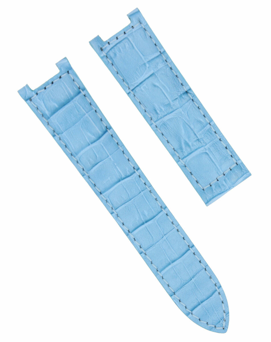 LEATHER WATCH STRAP BAND FOR CARTIER PASHA 10321033 2113 GMT WATCH 20MM L/BLUE